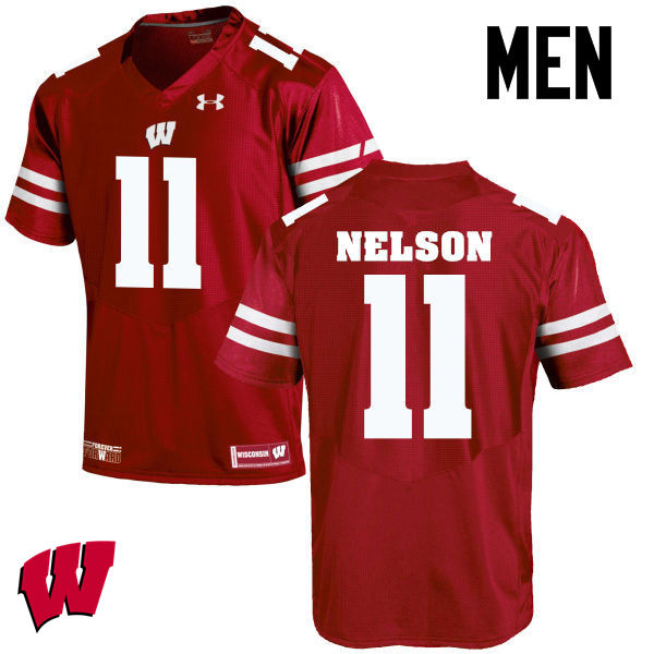 Men Wisconsin Badgers #11 Nick Nelson College Football Jerseys-Red
